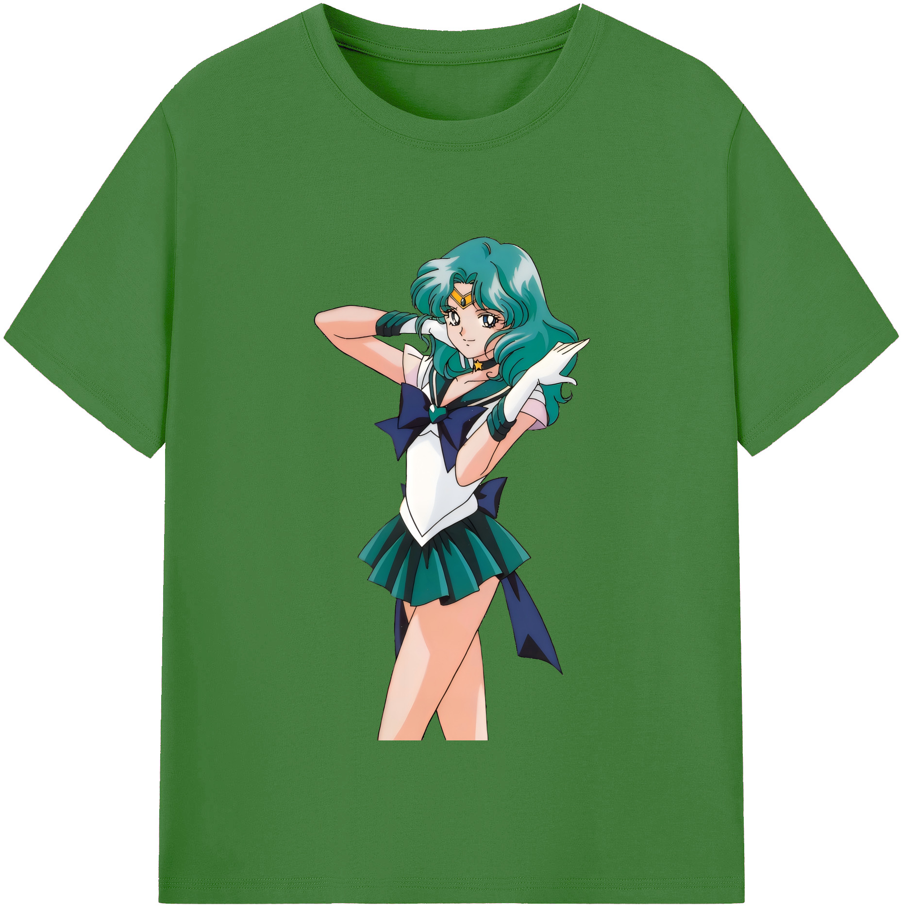 （画像用） 美少女戦士セーラームーン 海王 みちる（かいおう みちる） Sailor Moon Kaiou Michiru レディースカジュアルプリントTシャツ（綿100％）